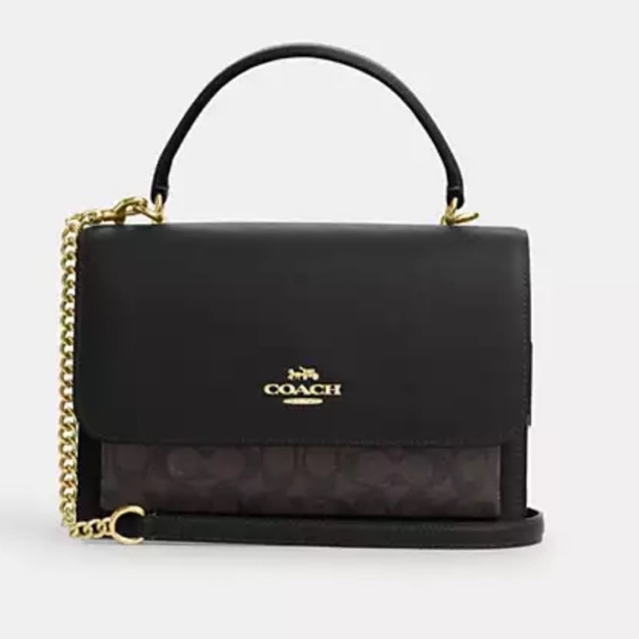 🤎Coach EUC Black Klare Top Handle Bag In Signature Canvas with gold Hardware - Picture 1 of 13